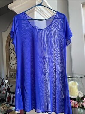 Sundays Swim Cover-up Sheer Short-Sleeve in Royal Blue size S